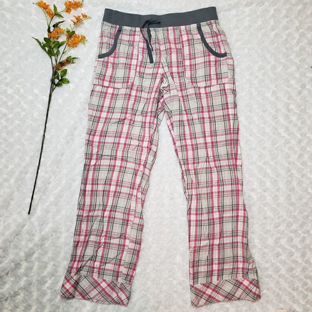 Vintage Victorias Secret size small short pink grey silver metallic plaid pajama
